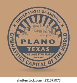 Grunge rubber stamp with name of Plano, Texas, vector illustration