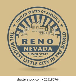 Grunge rubber stamp with name of Reno, Nevada, vector illustration