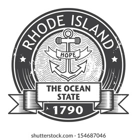 Grunge Rubber Stamp With Name Of Rhode Island, Vector Illustration