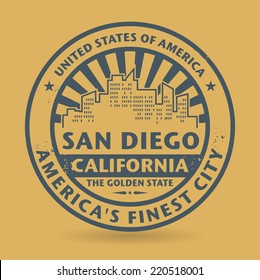 Grunge rubber stamp with name of San Diego, California, vector illustration