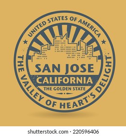 Grunge rubber stamp with name of San Jose, California, vector illustration