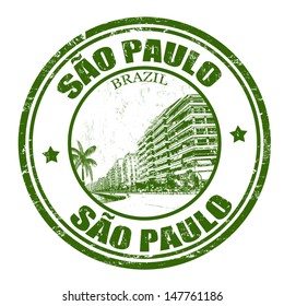 Grunge rubber stamp with the name of Sao Paulo the largest city in Brazil, vector illustration