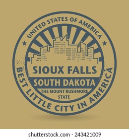 Grunge rubber stamp with name of Sioux Falls, South Dakota, vector illustration