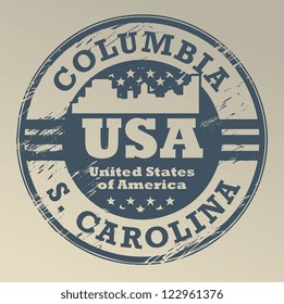 Grunge rubber stamp with name of South Carolina, Columbia, vector illustration