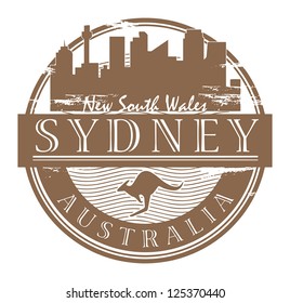 Grunge rubber stamp with the name of Sydney, Australia written inside the stamp, vector illustration