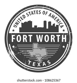 Grunge rubber stamp with name of Texas, Fort Worth, vector illustration