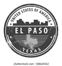 Grunge rubber stamp with name of Texas, El Paso, vector illustration