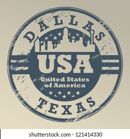 Grunge rubber stamp with name of Texas, Dallas, vector illustration