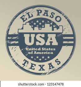 Grunge rubber stamp with name of Texas, El Paso, vector illustration