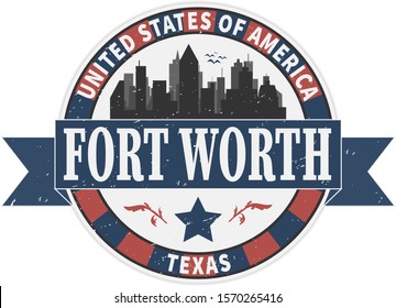 Grunge rubber stamp with name of Texas, Fort Worth, vector illustration