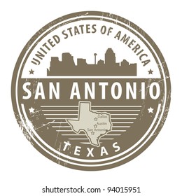 Grunge rubber stamp with name of Texas, San Antonio, vector illustration