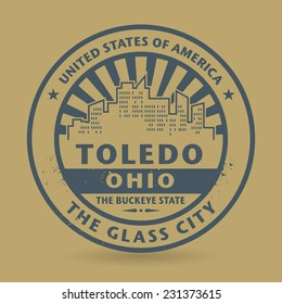Grunge rubber stamp with name of Toledo, Ohio, vector illustration