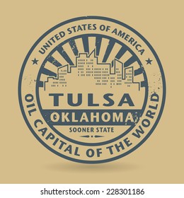 Grunge rubber stamp with name of Tulsa, Oklahoma, vector illustration