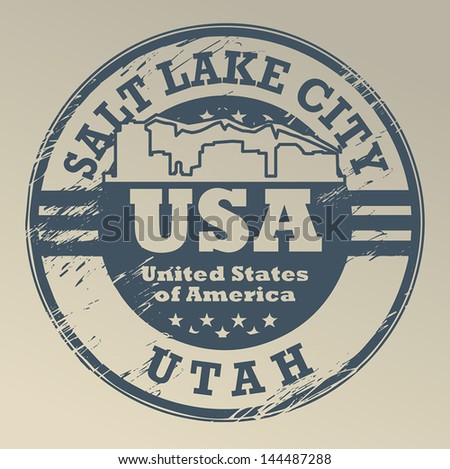 Grunge rubber stamp with name of Utah, Salt Lake City, vector illustration