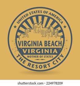 Grunge rubber stamp with name of Virginia Beach, Virginia, vector illustration