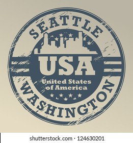 Grunge rubber stamp with name of Washington, Seattle, vector illustration