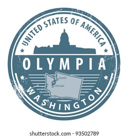 Grunge rubber stamp with name of Washington, Olympia, vector illustration