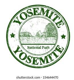 Grunge rubber stamp with the name of Yosemite National Park written inside, vector illustration