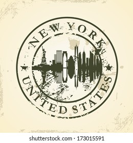 Grunge rubber stamp with New York, USA - vector illustration