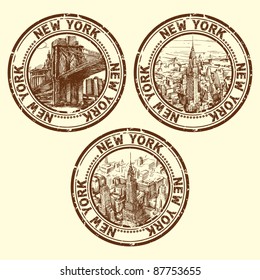 grunge rubber stamp with new york - vector illustration