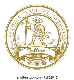 Grunge rubber stamp with Old Thomas and the words Tallinn, Estonia inside, vector illustration