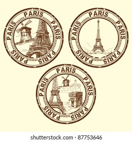 grunge rubber stamp with Paris - vector illustration