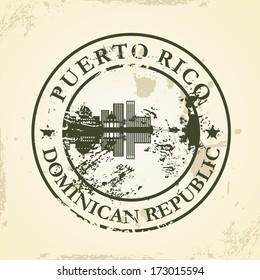 Grunge rubber stamp with Puerto Rico, Dominican Republic - vector illustration