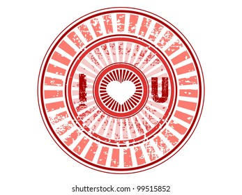 Grunge rubber stamp in red color with text love, isolated on white background. EPS 10.