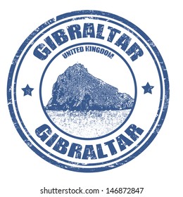 Grunge rubber stamp with rock and the word Gibraltar inside, vector illustration