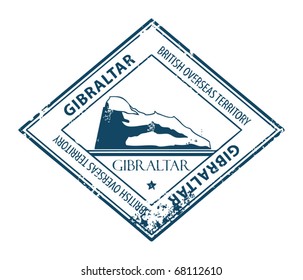 Grunge rubber stamp with rock and the word Gibraltar inside, vector illustration