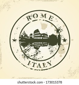 Grunge rubber stamp with Rome, Italy - vector illustration