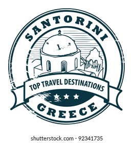 Grunge rubber stamp with Santorini, Greece, vector illustration