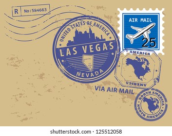 Grunge rubber stamp set with name of Nevada, Las Vegas, vector illustration