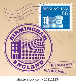 Grunge rubber stamp set with text Birmingham, England inside, vector illustration
