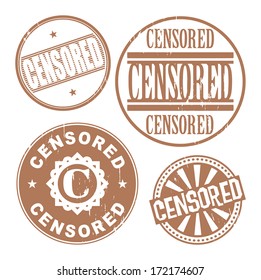 Grunge rubber stamp set with the text Censored written inside the stamp, vector illustration