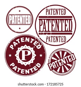 Grunge rubber stamp set with the text Patented written inside the stamp, vector illustration