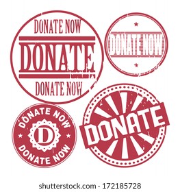 Grunge rubber stamp set with the text Donate written inside the stamp, vector illustration