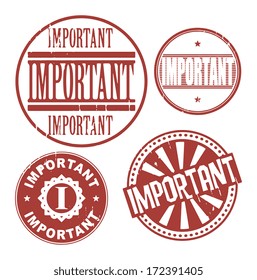 Grunge rubber stamp set with the text Important written inside the stamp, vector illustration