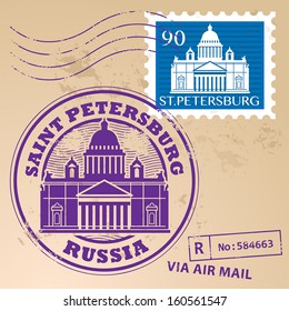 Grunge rubber stamp set with words Saint Petersburg, Russia inside, vector illustration