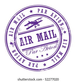 Grunge rubber stamp with small stars and the word Air Mail inside, vector illustration