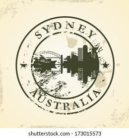 Grunge rubber stamp with Sydney, Australia - vector illustration