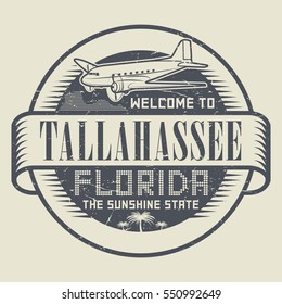 Grunge rubber stamp or tag with text Welcome to Florida, Tallahassee, vector illustration