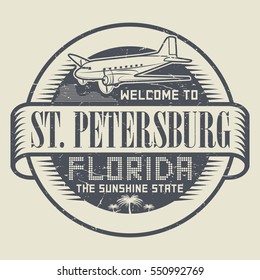 Grunge rubber stamp or tag with text Welcome to St. Petersburg, Florida, vector illustration