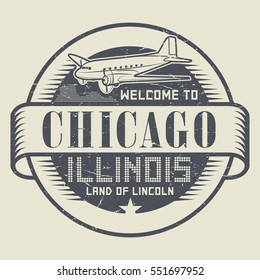 Grunge rubber stamp or tag with text Welcome to Chicago, Illinois, vector illustration