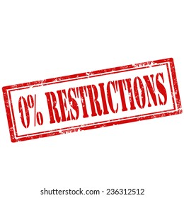 Grunge rubber stamp with text 0% Restrictions,vector illustration