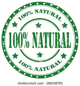 Grunge rubber stamp with text 100% Natural,vector illustration