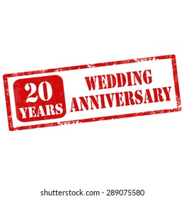Grunge rubber stamp with text 20 Years Wedding Anniversary,vector illustration