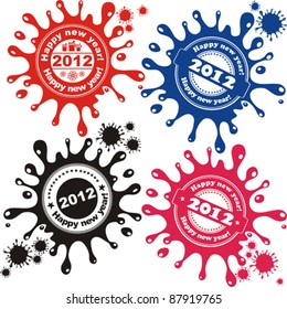 grunge rubber stamp with the text 2012 Happy New Year written on the stamp isolated on White background. Vector illustration