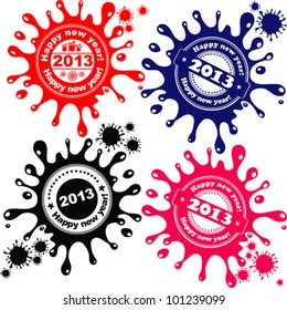 grunge rubber stamp with the text 2013 Happy New Year written on the stamp isolated on White background. Vector illustration