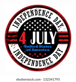 Grunge rubber stamp with text 4 July Independence Day, vector illustration